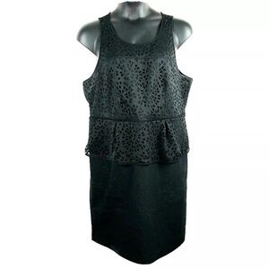 Lane Bryant 18 dress Black Lasercut Peplum lbd Cocktail sleeveless